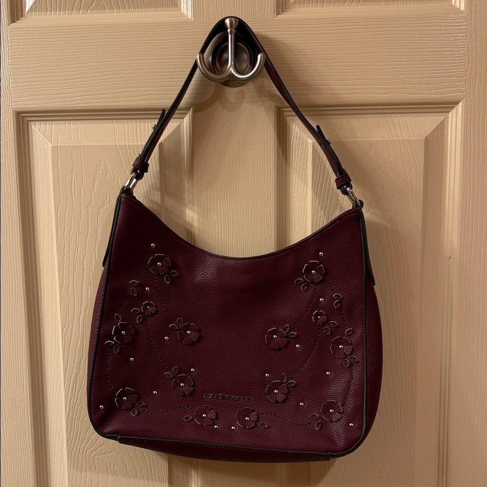 NWOT Liz Claiborne Burgundy Floral Shoulder Bag